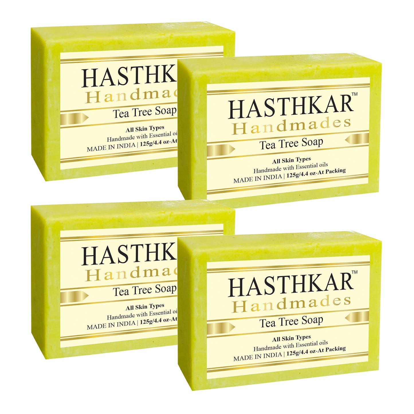 Hasthkar Handmades Glycerine Tea tree Soap 125gm Pack of 4