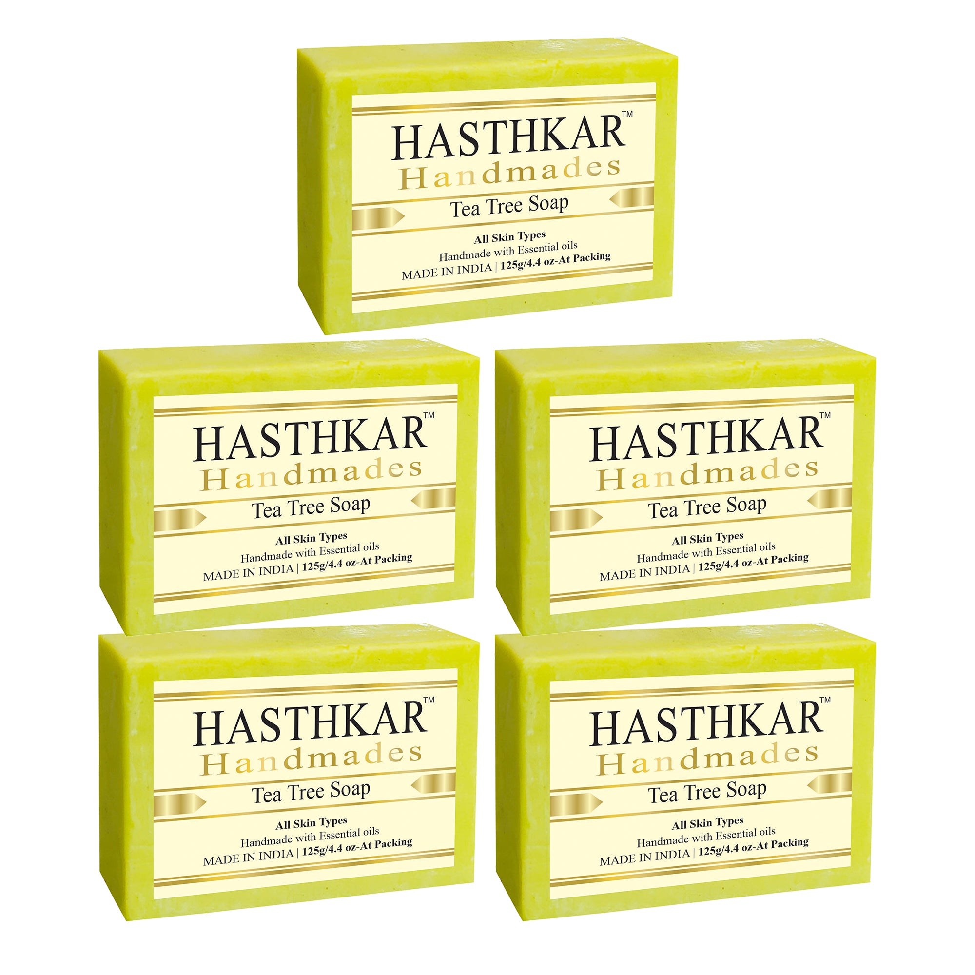 Hasthkar Handmades Glycerine Tea tree Soap 125gm Pack of 5