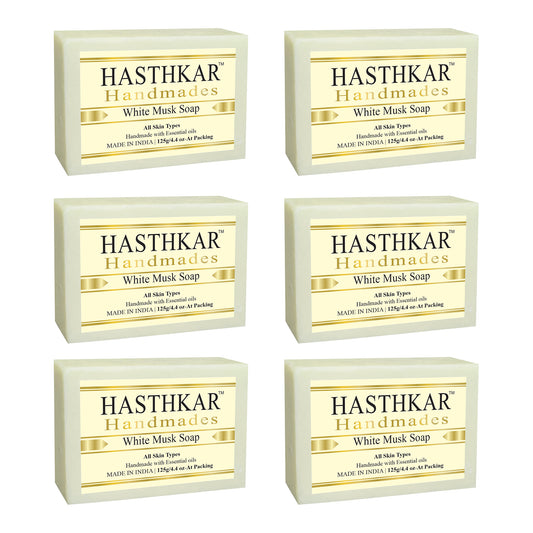 Hasthkar Handmades Glycerine White musk Soap 125gm Pack of 6