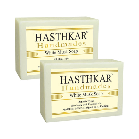 Hasthkar Handmades Glycerine White musk Soap 125gm Pack of 2