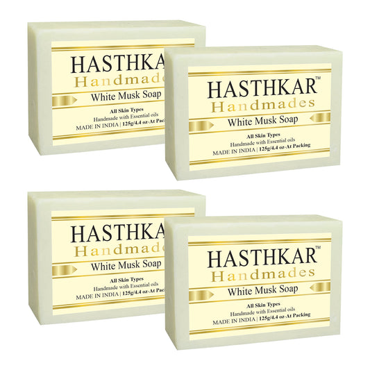 Hasthkar Handmades Glycerine White musk Soap 125gm Pack of 4